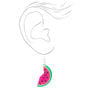 Silver 1.5&quot; Watermelon Drop Earrings - Pink,