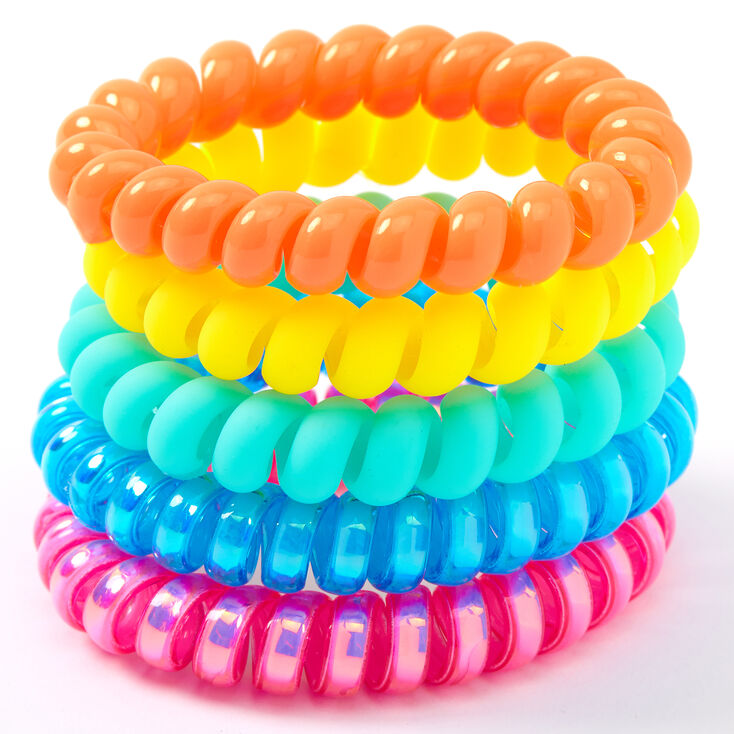 Claire's Élastiques spirale mats holographiques fluo Claire's Club - Lot de 5