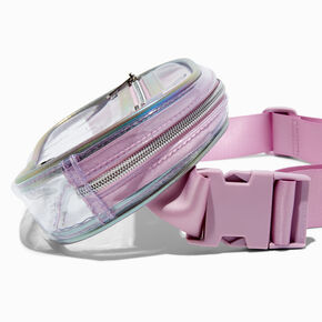 Iridescent Lavender Clear Belt Bag,