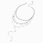 Silver-tone Crystal &amp; Faux Pearl Multi-Strand Y-Neck Necklace,