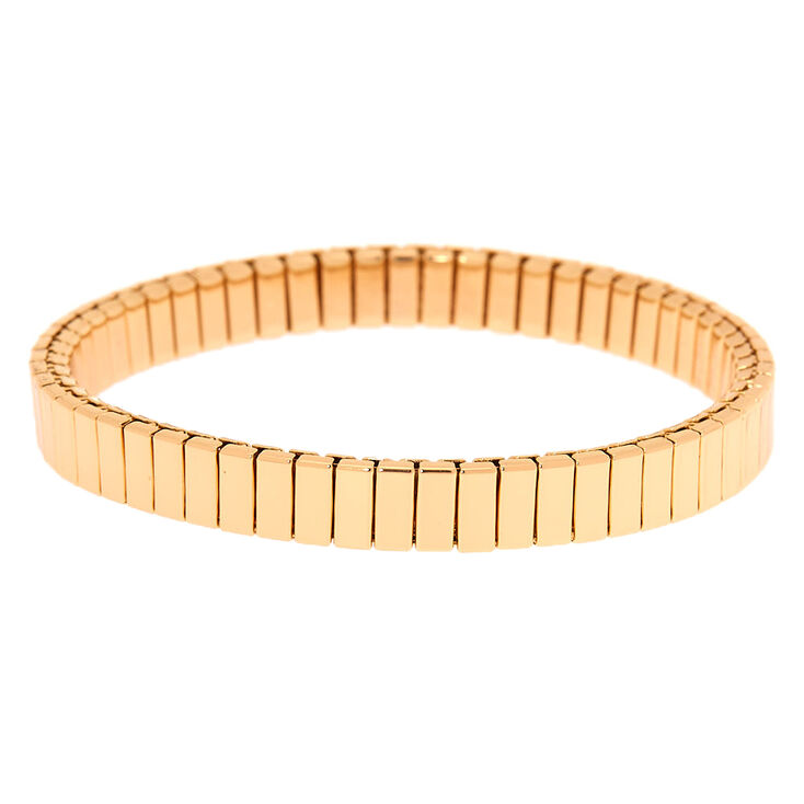 Claire's Bracelet élastique à maillons rectangulaires couleur dorée