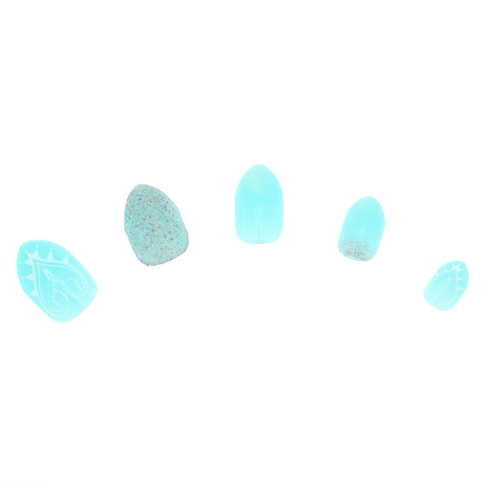 Glitter Filigree Press On Faux Nail Set - Mint, 24 Pack,