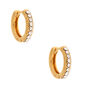 18ct Gold Plated 10MM Embellished Huggie Hoop Earrings,