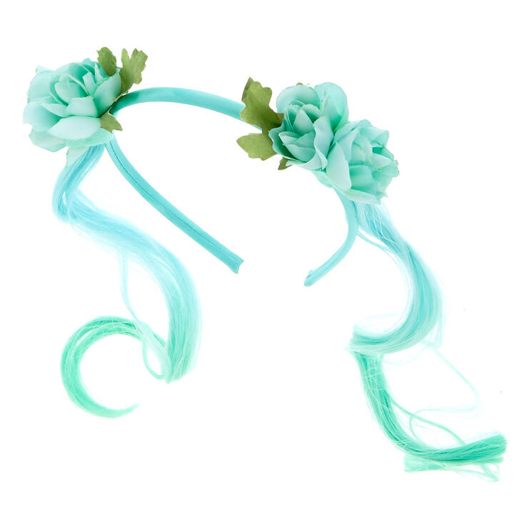Claire&#39;s Club Faux Hair Floral Headband - Mint,