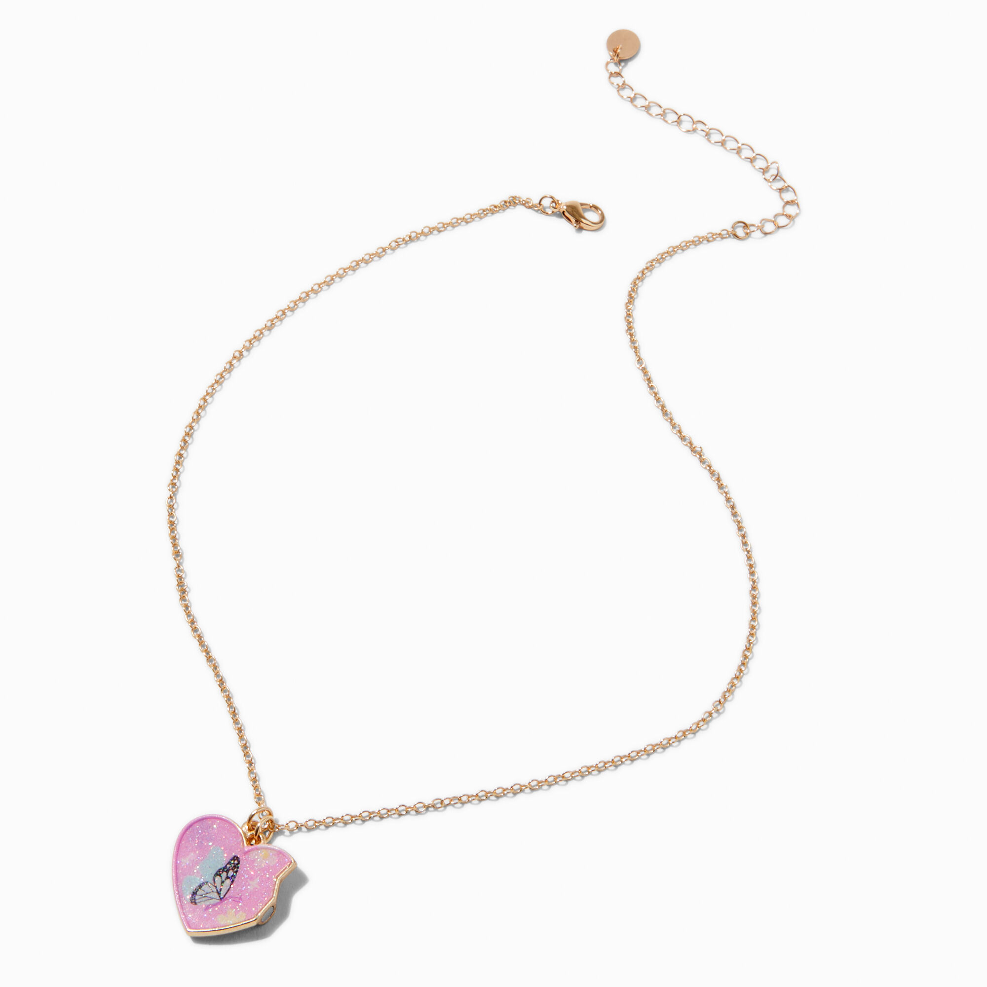 Best Friends Butterfly Split Heart Pendant Necklaces - 2 Pack