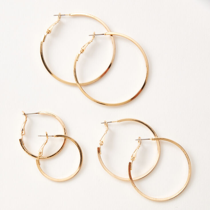 Gold Hoop Earrings - 25MM, 35MM, 45MM | Claire's US