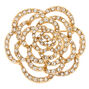 Gold Crystal Rose Brooch Pin,