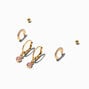 Gold-tone Pink Stone Earring Stackables Set - 3 Pack ,