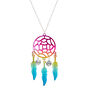 Metallic Rainbow Dreamcatcher Pendant Necklace,