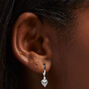 Silver-tone Cubic Zirconia 10mm Heart Huggie Hoop Earrings,