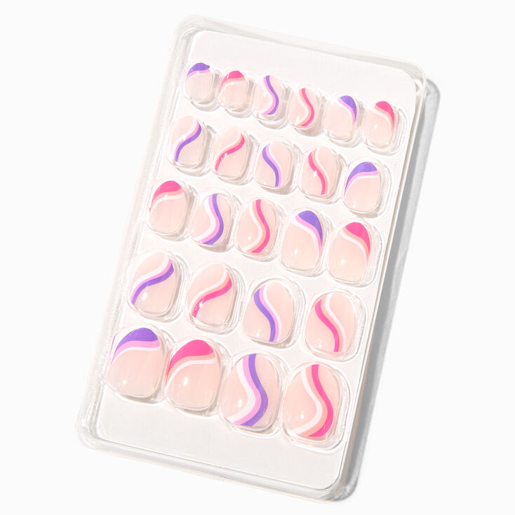 MeganPlays&trade; Claire&#39;s Exclusive Pink &amp; Purple Swirl Stiletto Press On Faux Nail Set - 24 Pack,