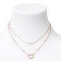Gold Open Heart and Pearl Multi Strand Necklace,