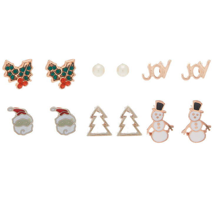 Lot de 6 paires de clous d&rsquo;oreille de No&euml;l,