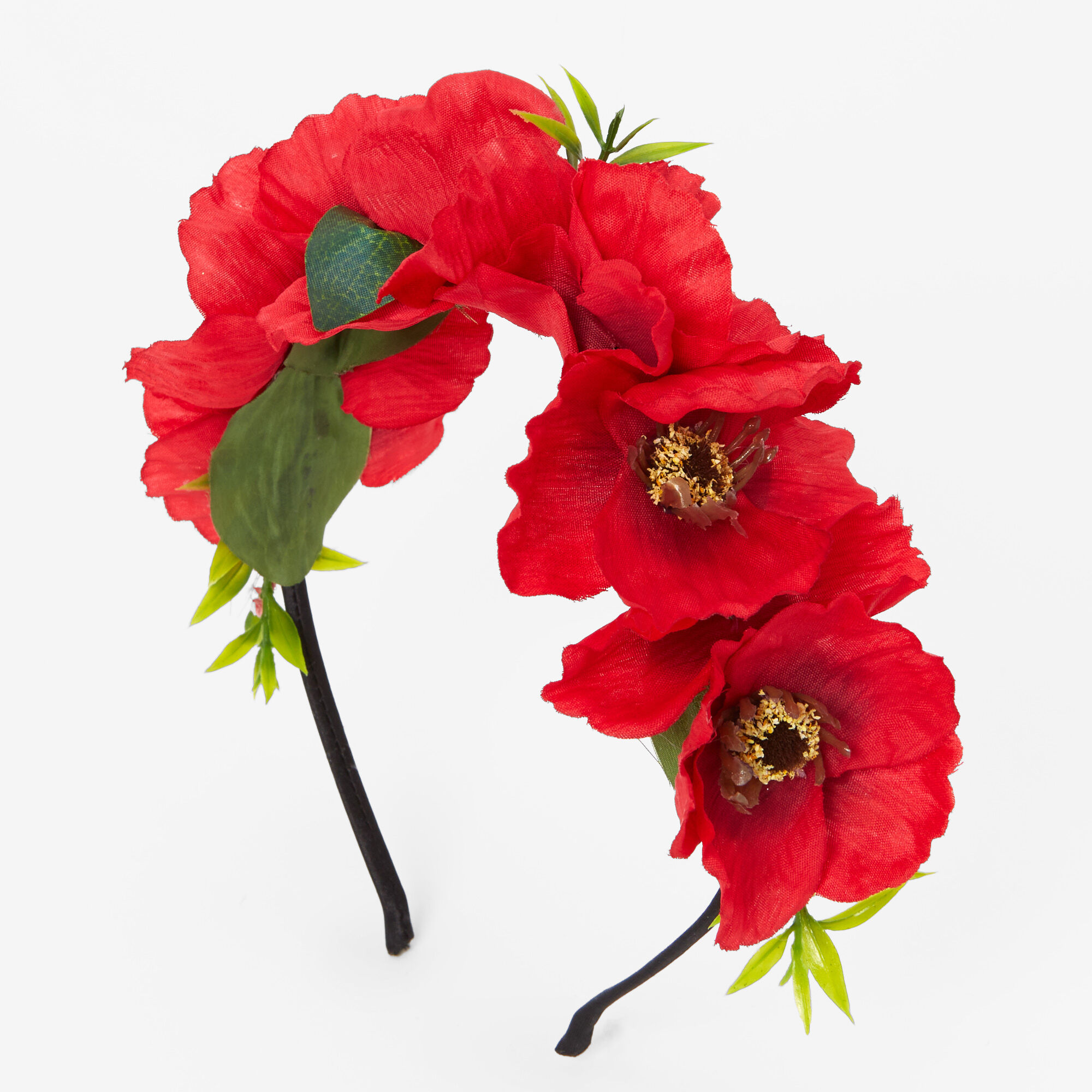 View Claires Poppy Flower Crown Headband Red information