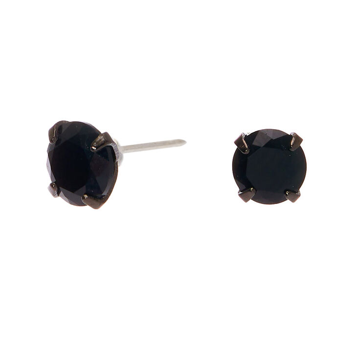Sterling Silver Cubic Zirconia Hematite Round Stud Earrings Black 5mm Claire S