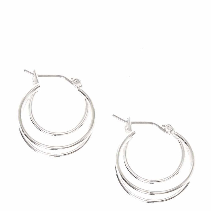 Silver 20MM Triple Hoop Earrings,