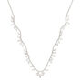 Silver Rhinestone Wave Leaf Statement Necklace,