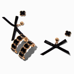 Black Onyx Bow Earring Stackables Set - 3 Pack,