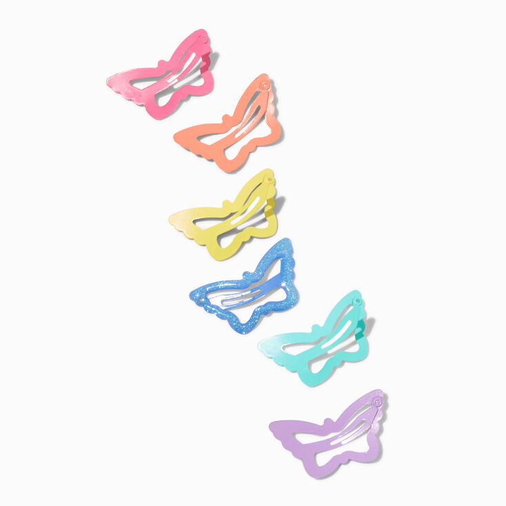 Claire&#39;s Club Rainbow Butterfly Cut-Out Snap Hair Clips - 6 Pack,