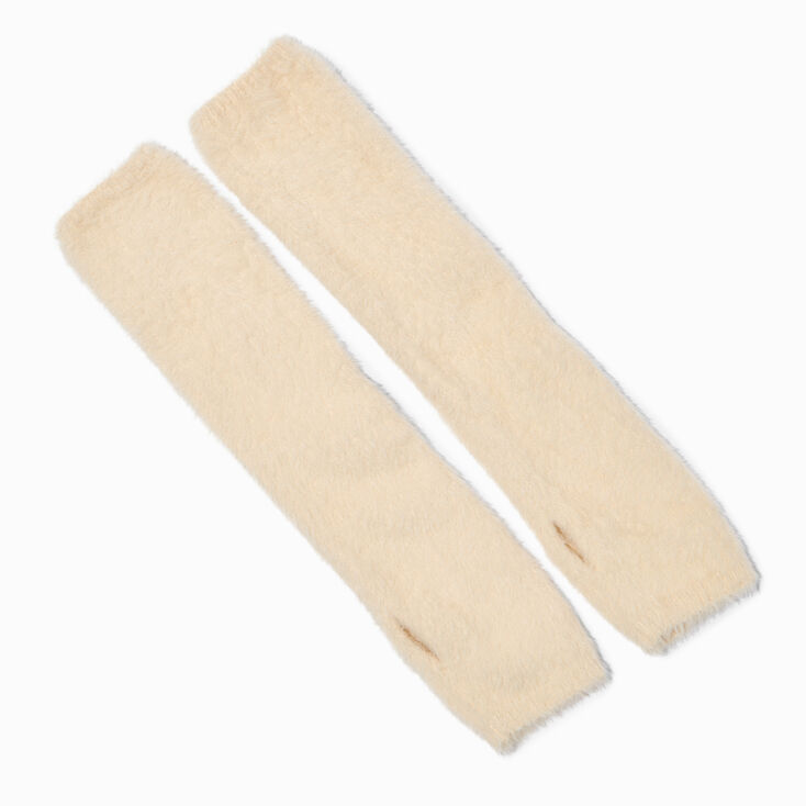 Mitaines en mohair couleur ivoire,