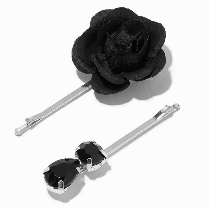 Black Flower Bobby Pins 6 Pack Claire's US