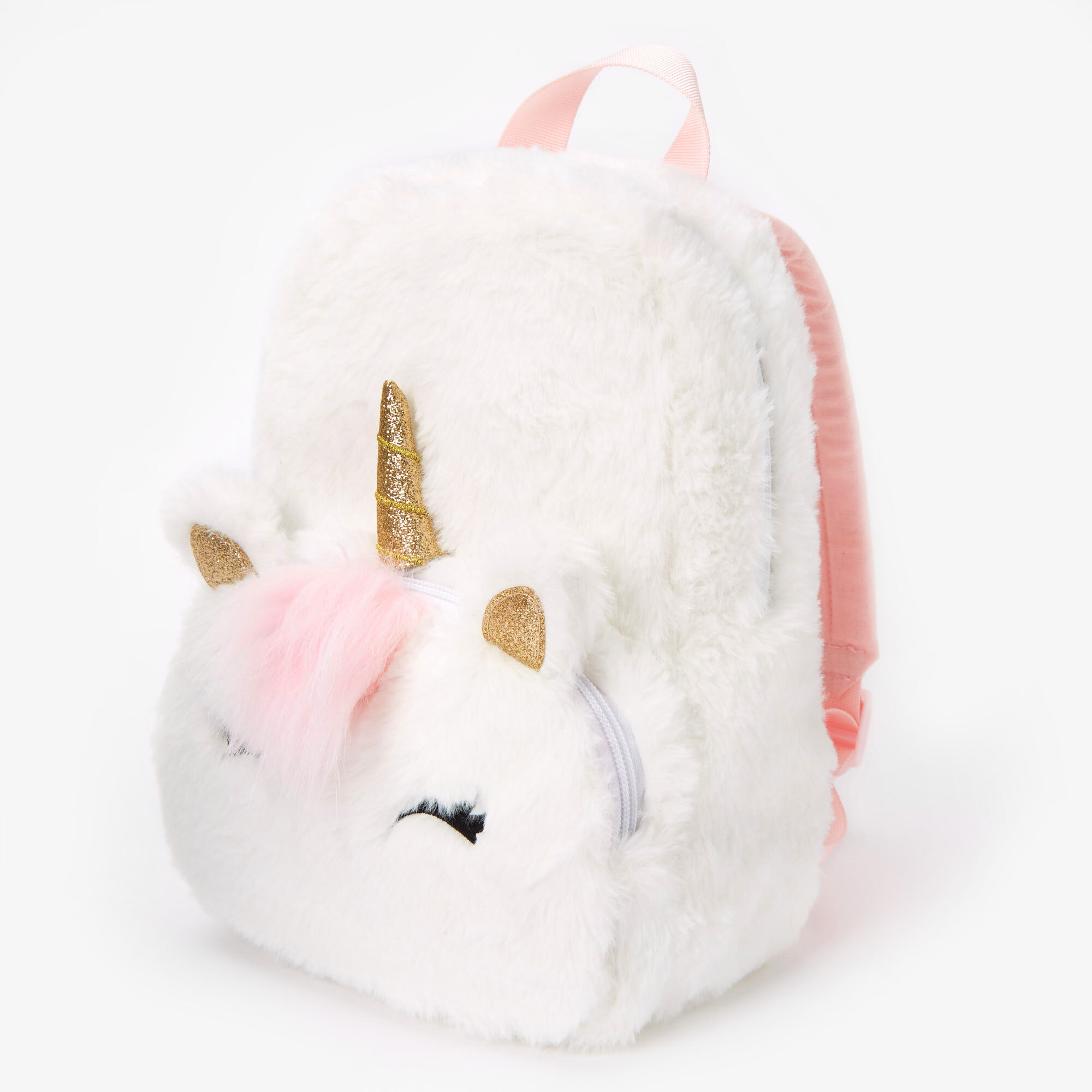 View Claires Club Furry Unicorn Small Backpack White information
