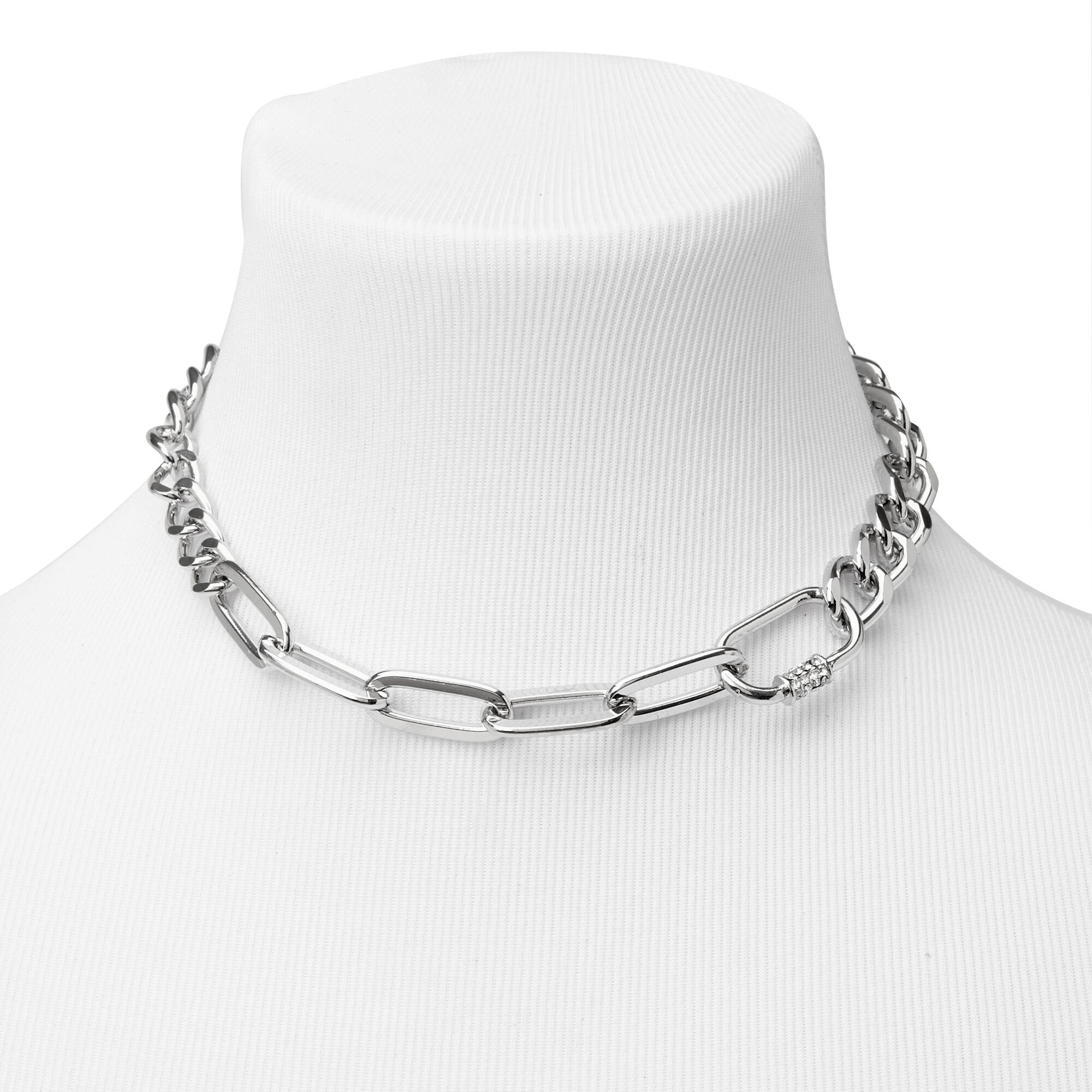 Silver Mixed Chain Link Necklace,