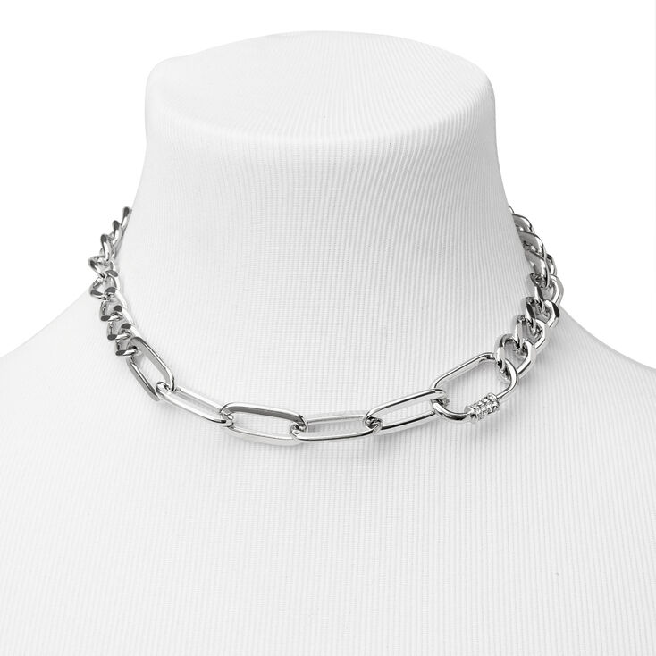 Silver Mixed Chain Link Necklace | Claire's
