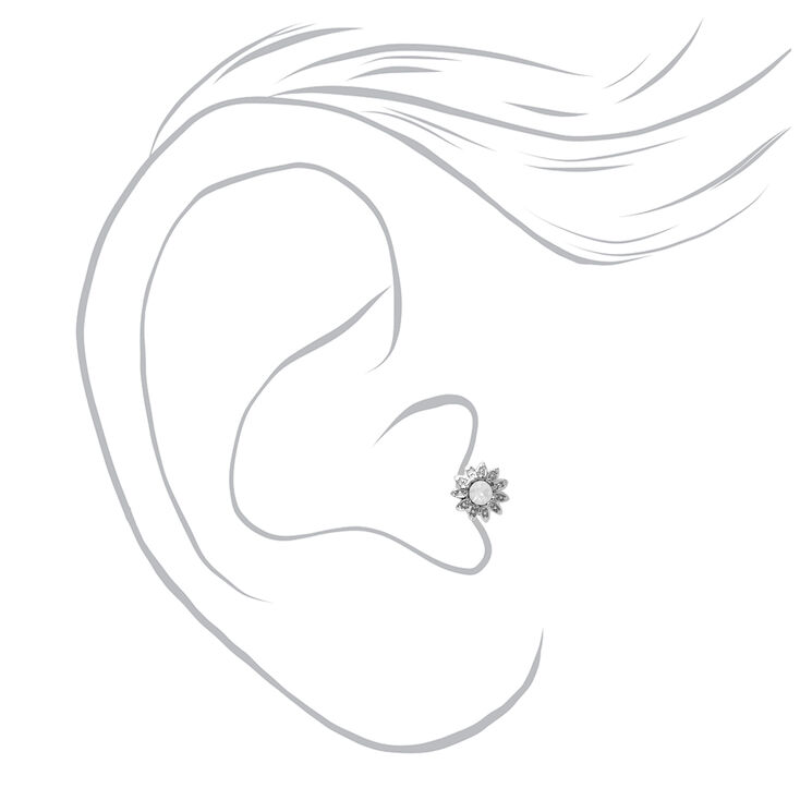 Silver-tone Stainless Steel Butterfly, Flower, &amp; Bee Tragus Earrings - 3 Pack,