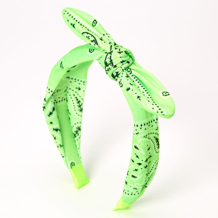 Bandana Knotted Bow Headband - Neon,