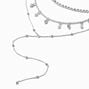 Silver-tone Crystal &amp; Faux Pearl Multi-Strand Y-Neck Necklace,