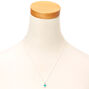Green Crystal Silver Turtle Pendant Necklace,