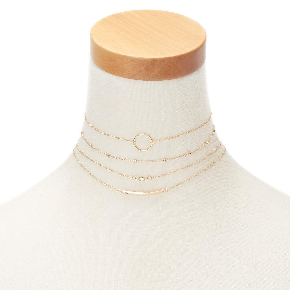 Gold Chain Choker Necklace - 4 Pack,
