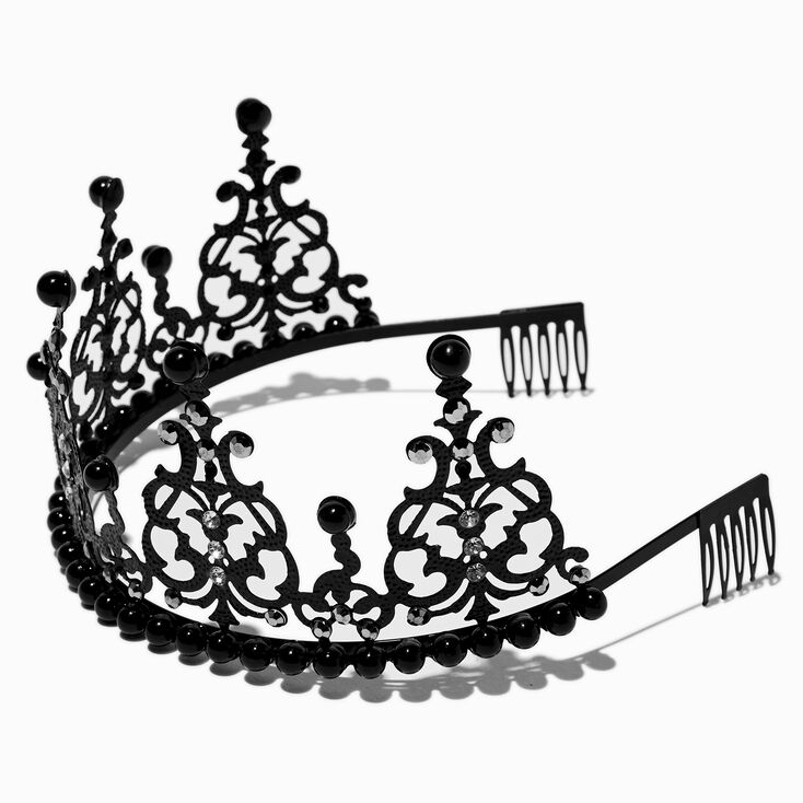 Serre-t&ecirc;te diad&egrave;me en strass et filigrane noir,