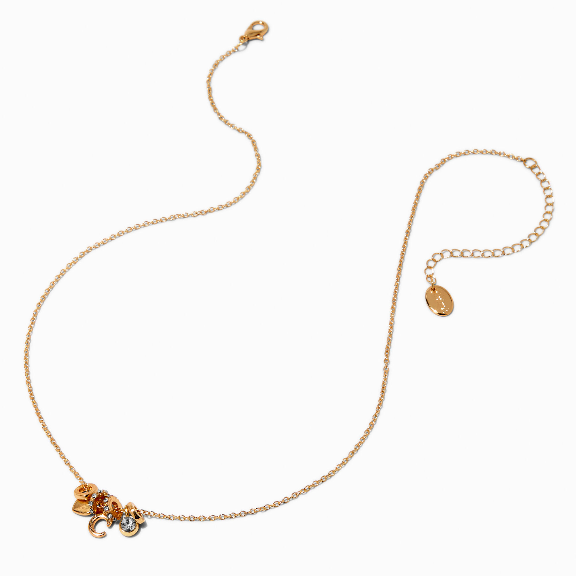 Gold-tone Initial Charm Pendant Necklace - C,