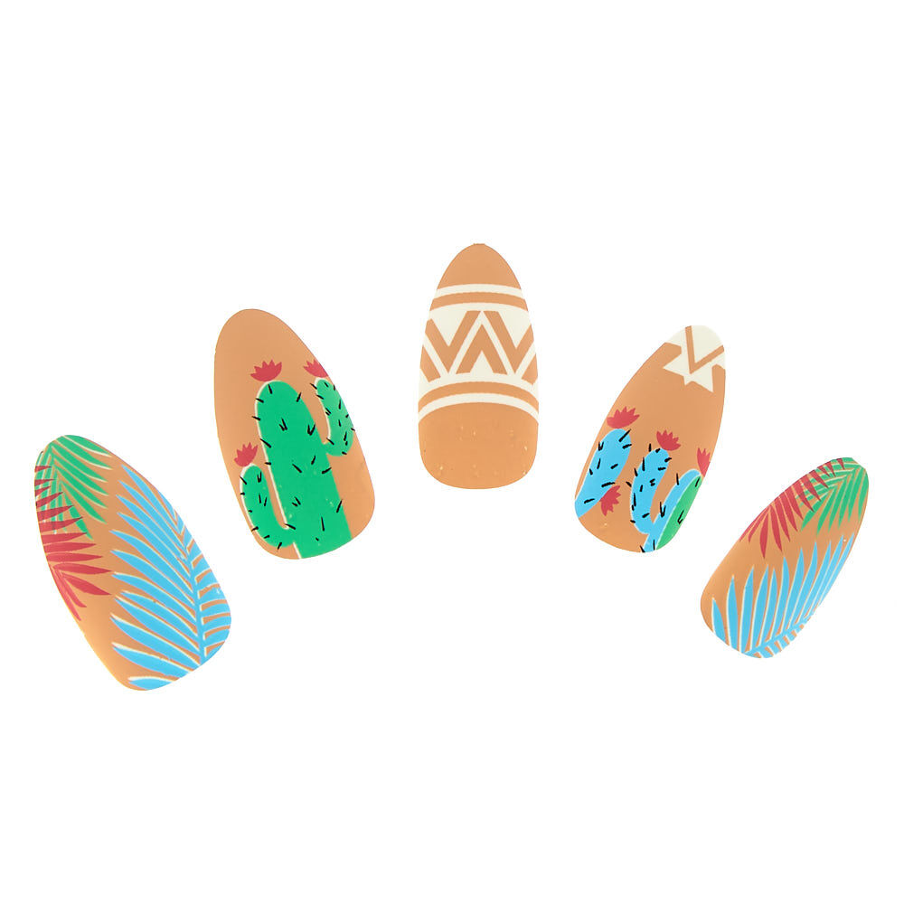 Matte Desert Vibes Faux Nail Set - 24 Pack,