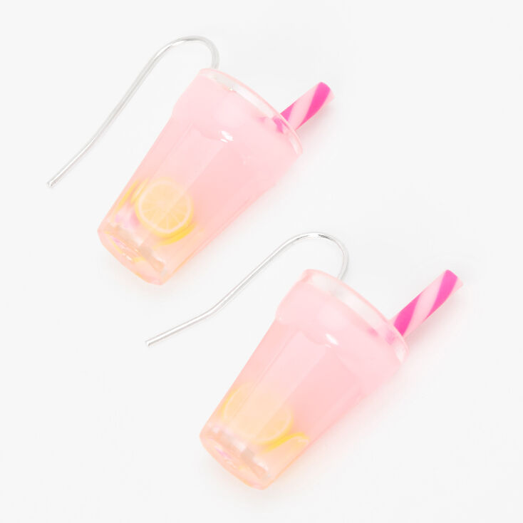 Silver 1&quot; Pink Lemonade Drop Earrings,
