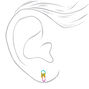 Silver Anodised Rainbow Paper Clip Stud Earrings,