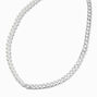 Half Pearl Curb Chain Necklace,