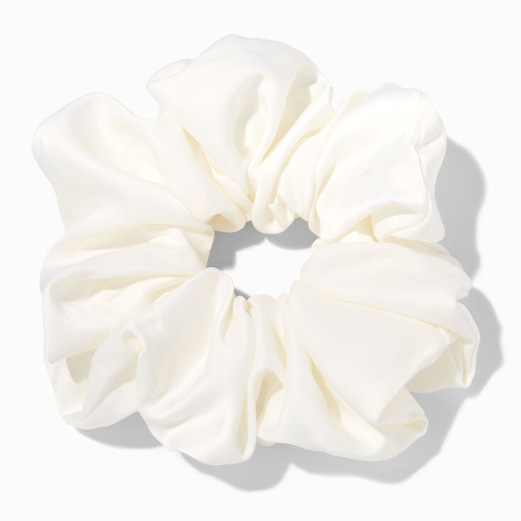 Giant White Silky Hair Scrunchie,