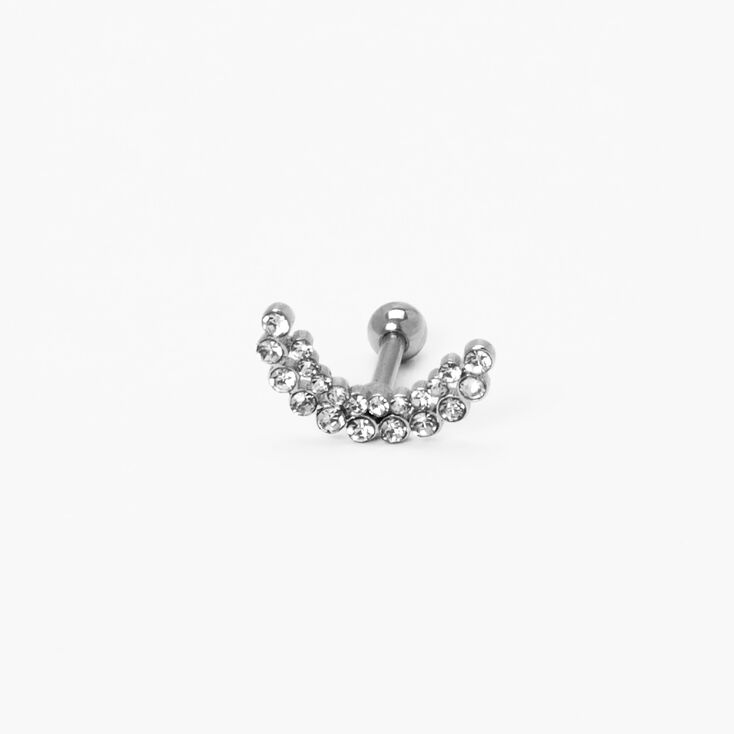 Silver 16G Crystal Curve Cartilage Earring,