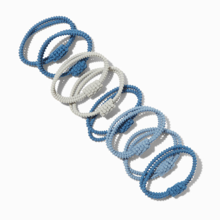Blue Athletic Knit Hair Ties - 8 Pack,