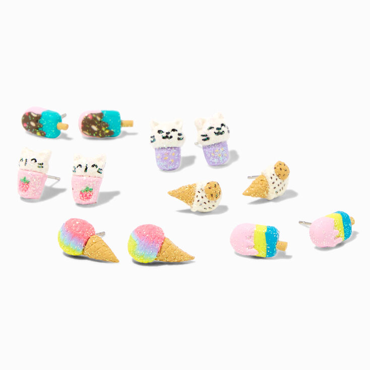 Dessert Kitten Stud Earrings &#40;6 Pack&#41;,