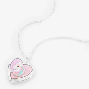 Claire&#39;s Club Silver Unicorn Locket Necklace,