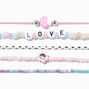 Pink Love Beaded &amp; Woven Bracelet Set - 5 Pack,