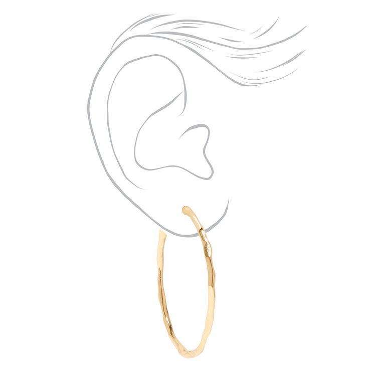 Gold 60MM Molten Hoop Earrings,