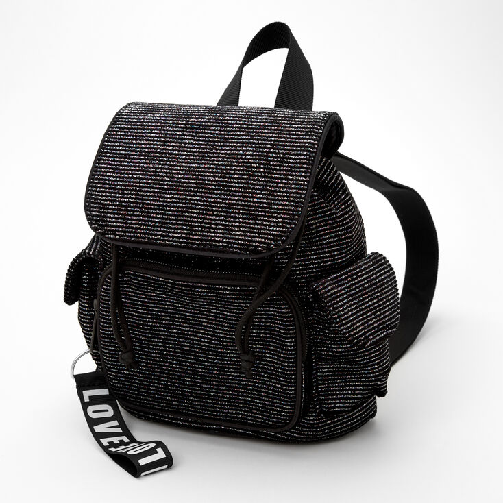 Claire's Mini sac à dos en lurex à rayures - Noir