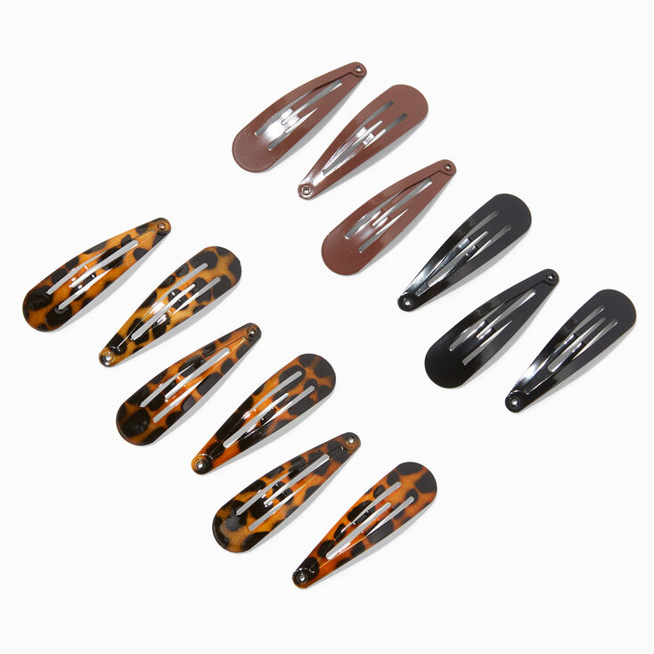 Tortoiseshell Snap Hair Clips - 12 Pack,