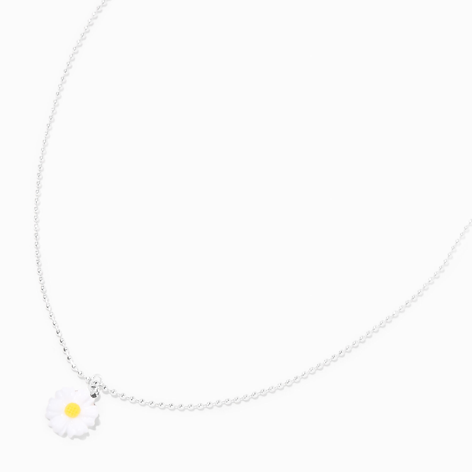 Silver-tone Delicate Daisy Pendant Necklace,