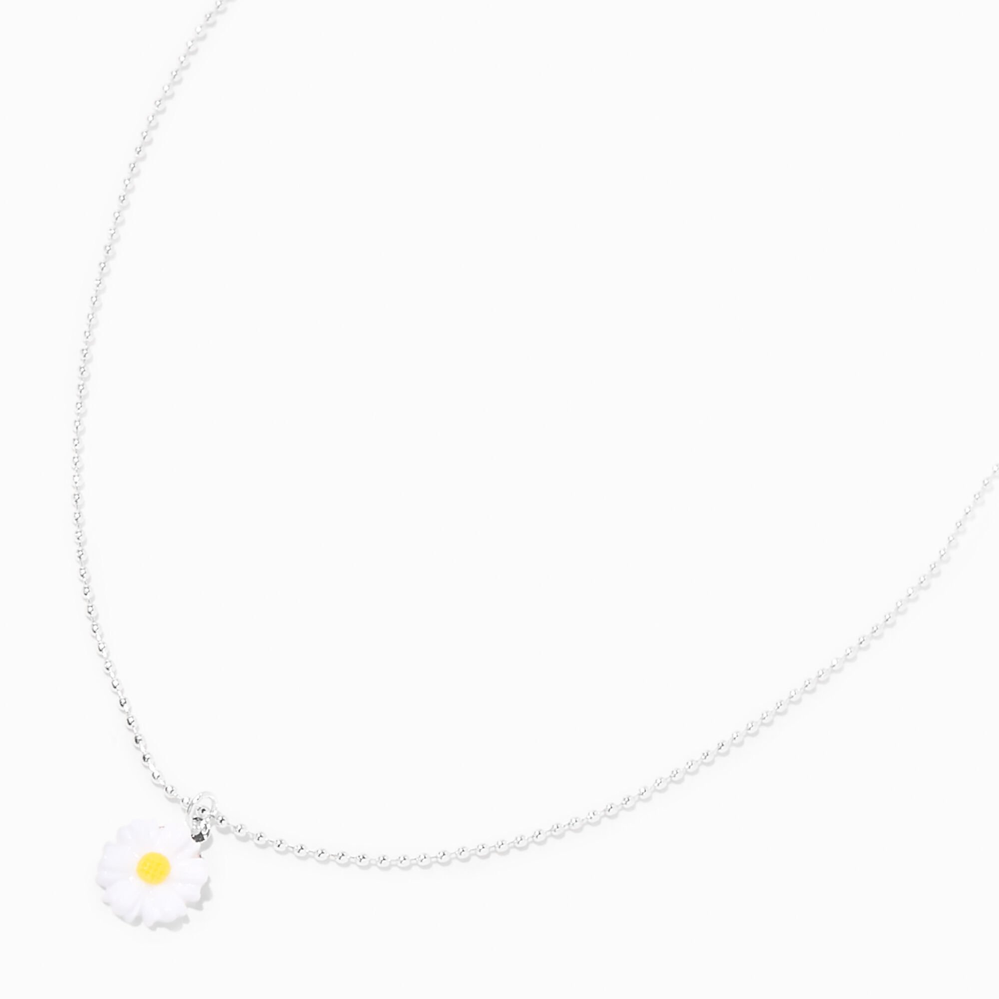 View Claires Tone Delicate Daisy Pendant Necklace Silver information